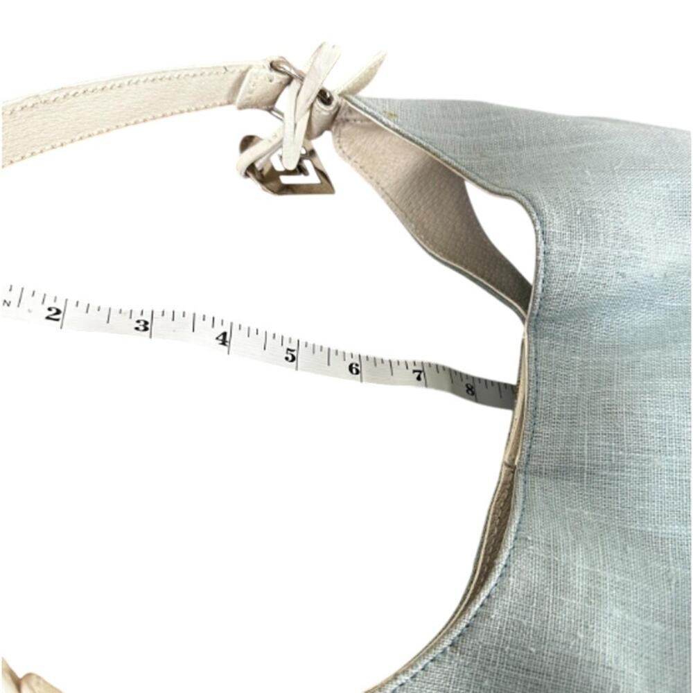 FENDI Vintage Baby Blue Linen Shoulder Hobo Bag (FFXX180) - Picture 3 of 15